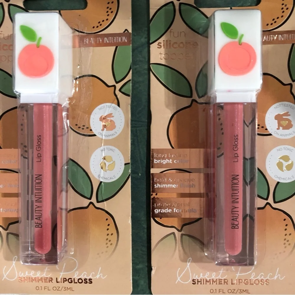 2pack sweet peach shimmer professional grade‎ long lasting formula lip gloss new